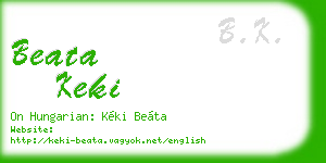 beata keki business card